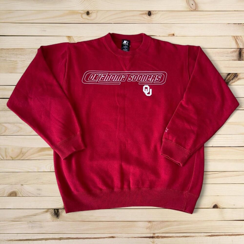 Vintage Starter Oklahoma Sooners Crewneck Sweatshirt Mens M Red NCAA